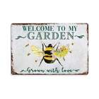 1pc Garden Sign Metal, Bee Garden Sign Outdoor Decoration, Floral Garden Plaque