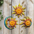 Sun Face Metal Wall Art Décor Outdoor Indoor, Sun Moon Star, Metal Color sun