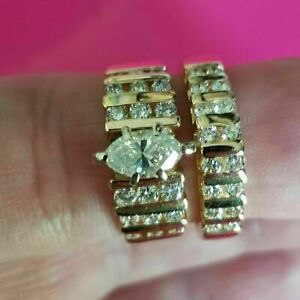3.00 CT Simulated Diamond His & Her Wedding Ring Set In 14k Yellow Gold Plated