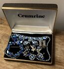 Lot Of Vintage Costume Jewelry With Blue Rhinestones One Signed Coro