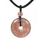 Gemstone 25mm Donut Beads Reiki Chakra Pendant Necklace Handmade Jewelry 22 Inch