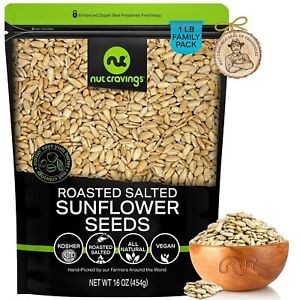 Roasted Salted Sunflower Seeds, No Shell Hulled Kernels, Resealable Bag, Kosher