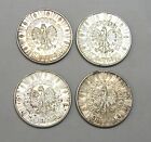 1935 1936 1938 1939 POLAND 10 ZLOTYCH SILVER 4 COIN LOT