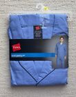 NWT ~ Hanes Men's Size Large Blue w/Navy Trim Long Sleeve Woven Pajama Set