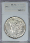 New Listing1921 Peace Dollar $1 ANACS MS62 Old Holder!