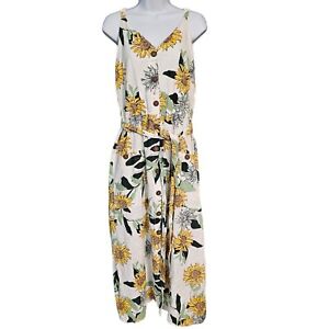 Mlle Gabrielle  100% Cotton Sunflowers Print Button Down Summer Dress Sz 2X NWT