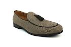 Tan Brown Men's Slip On Plaid HoundsTooth Loafer Tassel Dress Shoes BY AzarMan