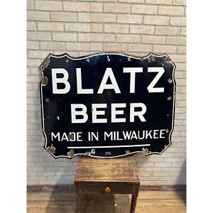 Vintage Blatz Beer Single-Sided Porcelain Advertising Sign Milwaukee Wis