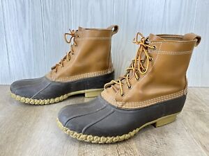 Bean Boots by LL Bean Mens Size 12M Brown Leather Lace Up Duck Boots USA Made