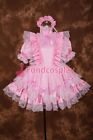 Sissy maid Lockable Pink Satin Bowknot Dress Tailor-made