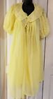 VIntage Yellow Peignoir Nightgown Sheer Lace Robe Set USA Small 1960's