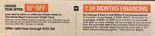 Home Depot Coupon 10% off with HD Credit Card, Exp 5/31/2024, In Store or Online