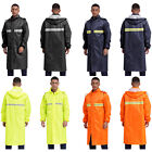 Unisex Poncho Men Raincoat Front Button-up Rainwear Reflective Strips Costume