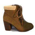 Esprit Boots Women's Size 7.5 Brown ‘Hero’ Block Heel Size Zipper Lace-up
