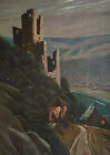 Clearance Sale to Collect Transfer Painting Signed Castle Ruins River