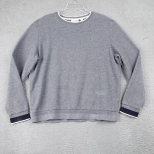 LACOSTE Sweater Pullover Crewneck Cotton Grey Size Men's XXL Long Sleeve