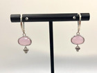 Rose Cut Rose Quartz and Sterling Silver Earrings