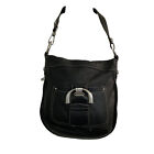 B. Makowsky Genuine Leather Womens Crossbody Purse Bag Zip Pockets Black