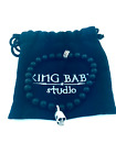 King Baby Studio 8mm Black Onyx Beaded Bracelet w/Sterling Silver Skull Charm