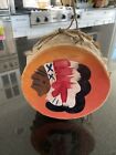 Vintage Collectors Hand Made Small Rawhide Double Sided Painted Drum 5”