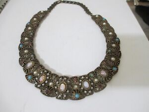 Antique-Vintage Victorian Revival Multi-Stone Choker Necklace