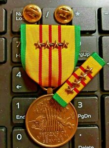Republic of Vietnam Service Medal-4 Battle Stars Dated 1969 w/Box
