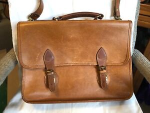 G.H. Bass & Co Brown Leather Briefcase / Tote Bag Vintage