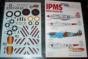 1/48 DECALS- CUTTING EDGE IMPS USA NATS 2003 P-51D;P-38J;SPITFIRE Vc 4 OPTIONS
