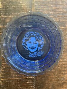Vintage Shirley Temple Face Cobalt Blue Depression Glass Bowl 6.5