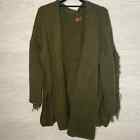 ANTHROPOLOGIE POL Green Knit Heavy Cozy Fringe Cardigan Sweater Medium