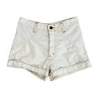 Vtg 60s 70s Farah Shorts Hot Pants Biege Cream Brown Trim Sz 26” Western Boho