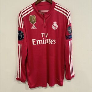 Real Madrid Mens Long Sleeve Pink Soccer Jersey Large