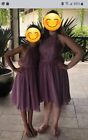 A-line Halter knee-Length Chiffon Lace Junior Bridesmaid Dress size 16