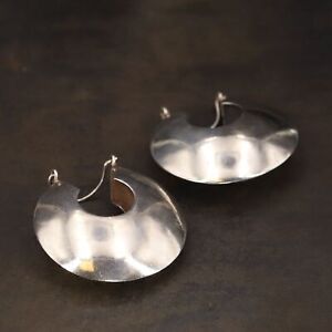 VTG Sterling Silver - MODERN Puffy Hoop Earrings - 12g