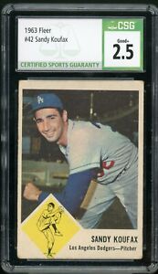SANDY KOUFAX 1963 Fleer #42 Los Angeles Dodgers Hall of Fame HOF CSG 2.5 Good+