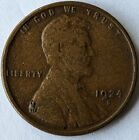 1924 - S - US Lincoln Wheat Cent Penny - Woody - Semi Key Date Coin  S155