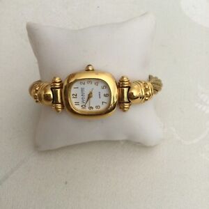 Vintage 80’s JOAN RIVERS Classics 'Do It Now' Gold Twist Cable Cuff Watch Works
