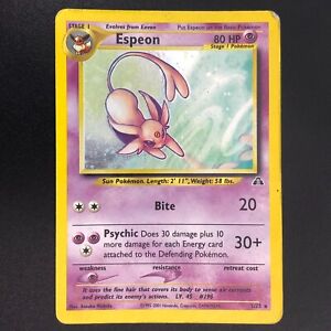 Espeon 1/75 Holo Rare Unlimited Card English Pokémon 2001 Neo Discovery - LP