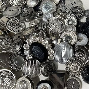 Premium MIXED LOT All Kinds Of SILVER & ANTIQUE SILVER Buttons All Sizes