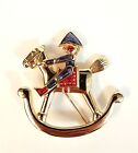 MFA Brooch Christmas Enamel Gold Tone Toy Soilder Rocking Horse Museum Fine Arts