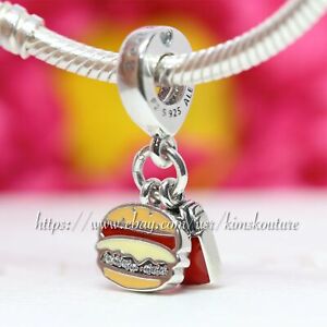 Authentic Sterling Silver Burger & Fries Charm Red Golden Enamel 797211ENMX