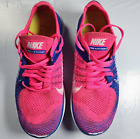 Nike Free 4.0 Flyknit Women's Running Shoes Size 9 Pink Flash/Royal Blue