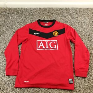 Manchester United Jersey 2009 Nike Long Sleeve Youth Boys Medium Home Red