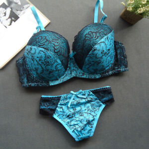 Womens Sexy Foral Lace Push Up Bra Sets Extreme Padded Lingerie Panties Set ABCD