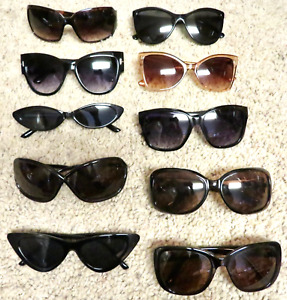 Lot of 10: Women's Style Sunglasses, various colors in Plastic frames, good cond
