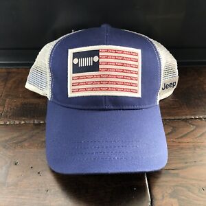 JEEP Hat Cap Jedco Official Branded American Flag Mesh Trucker Snapback USA Cars
