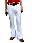 FLARES White Mens Bell Bottoms Hippie vtg indie Trousers Disco 60s 70s Pants