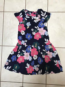 Gymboree navy blue floral dress size 4T rayon short sleeve