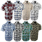 Mens Western Plaid Shirt Short Sleeve Snap Up Flap Pockets NEW Casual Colors a
