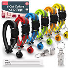 6 Reflective Cat Collar Safety Release with ID Tag Bell Kitten Quick Adjustable